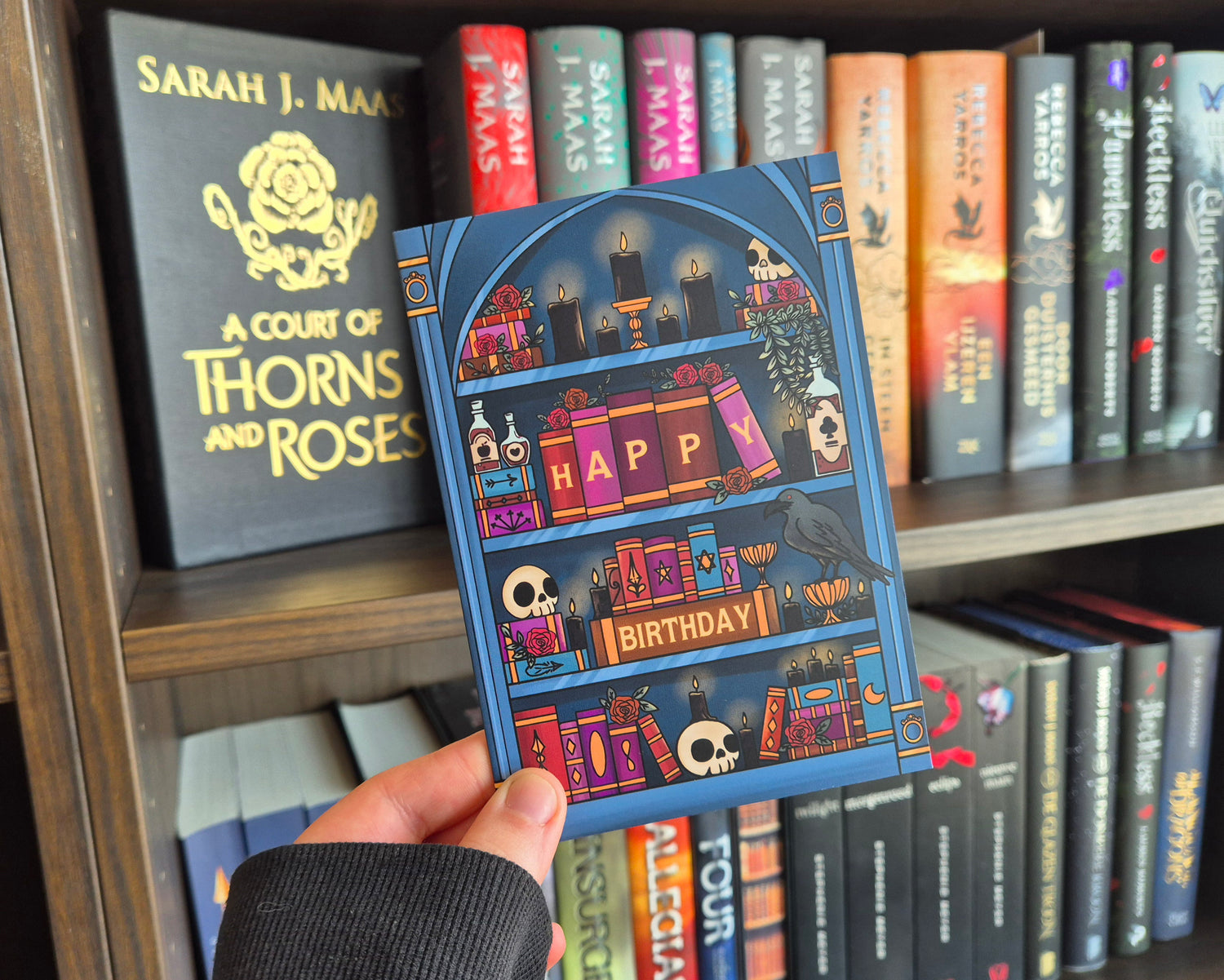 Birthday Card - Dark Bookcase