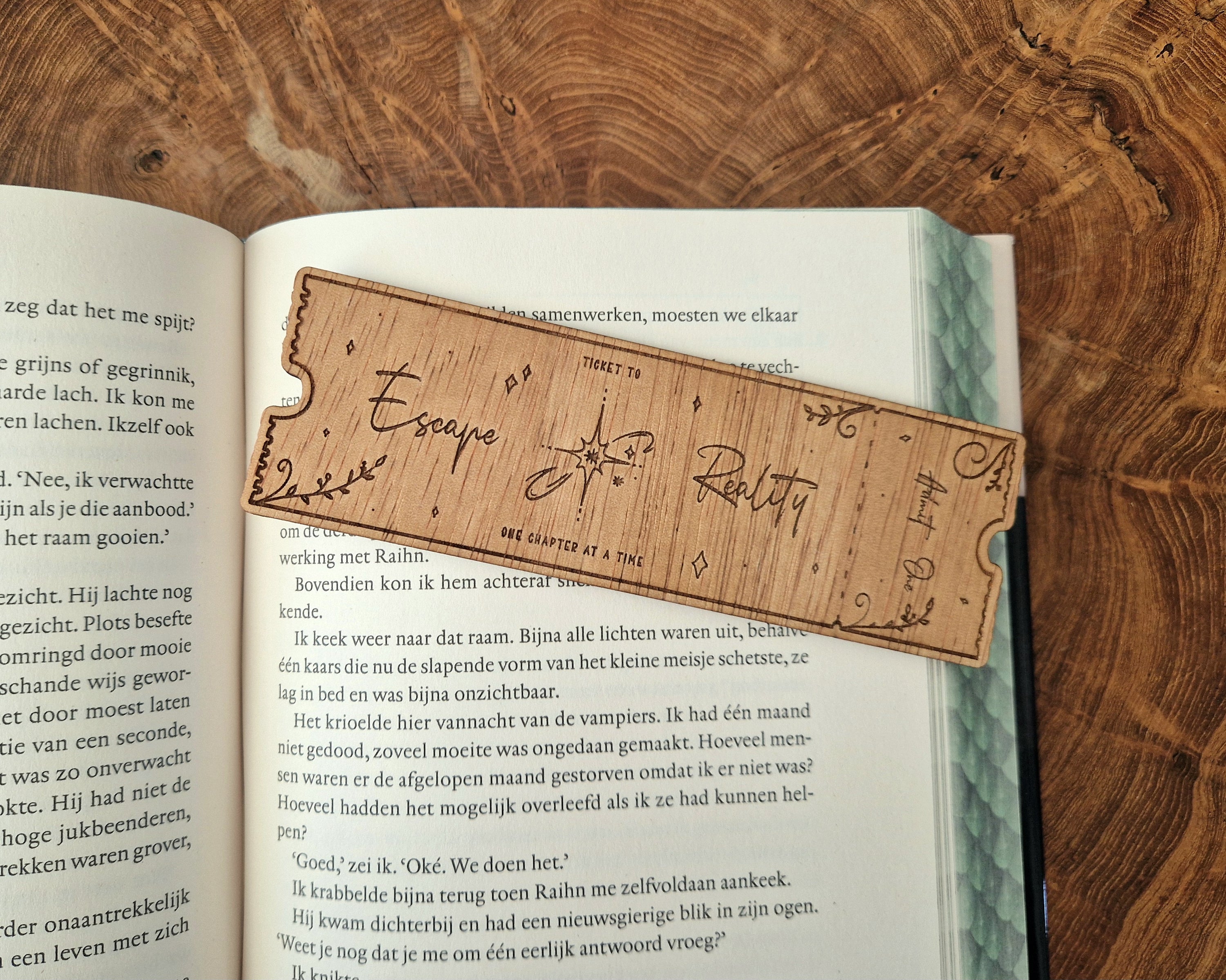 Wooden Bookmark - Escape reality
