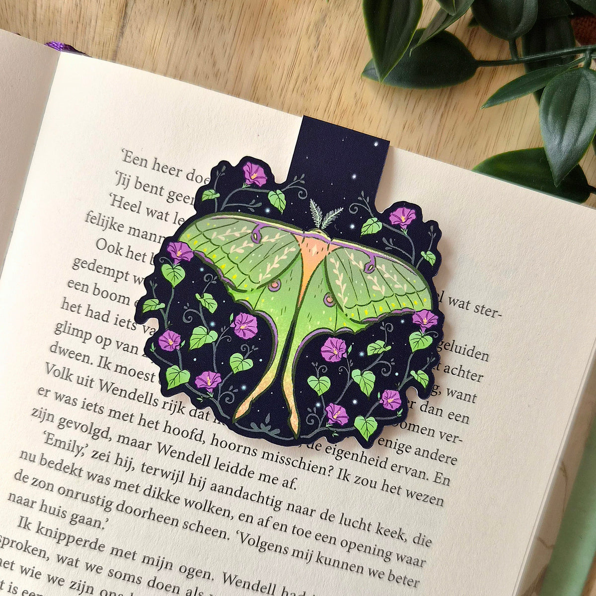 Magnetische Boekenlegger - Floral Luna Moth