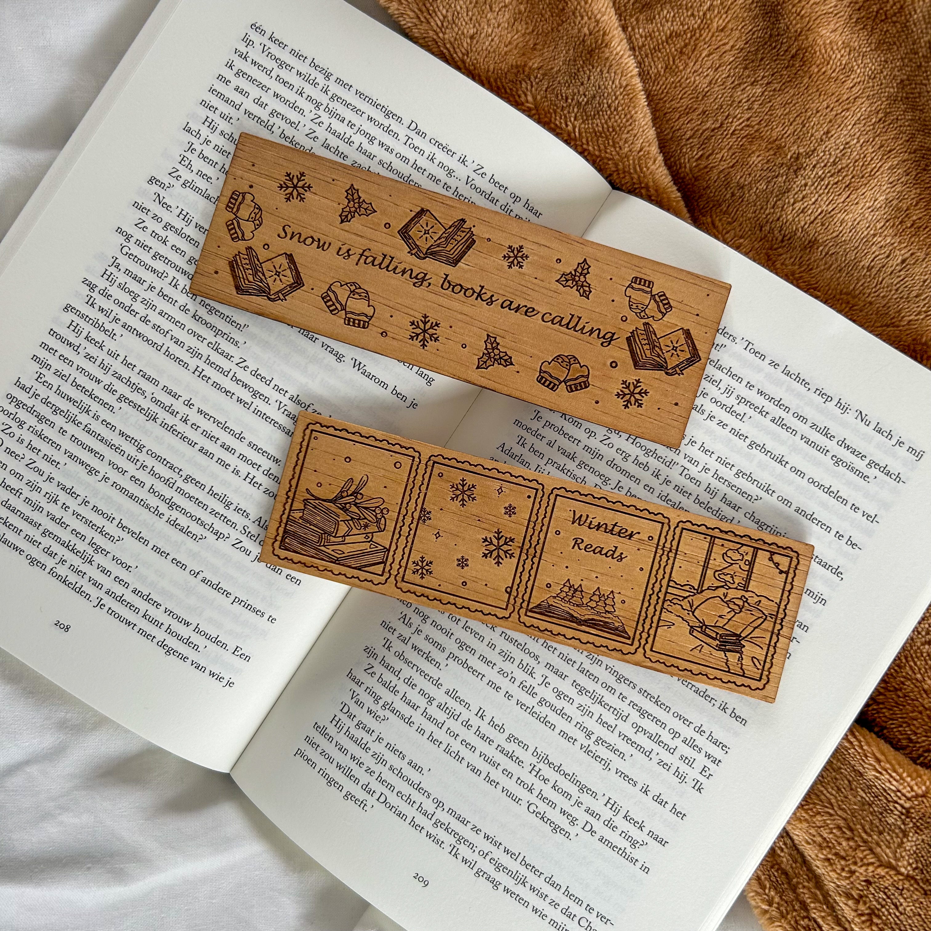 Wooden Bookmark - Snow is Falling