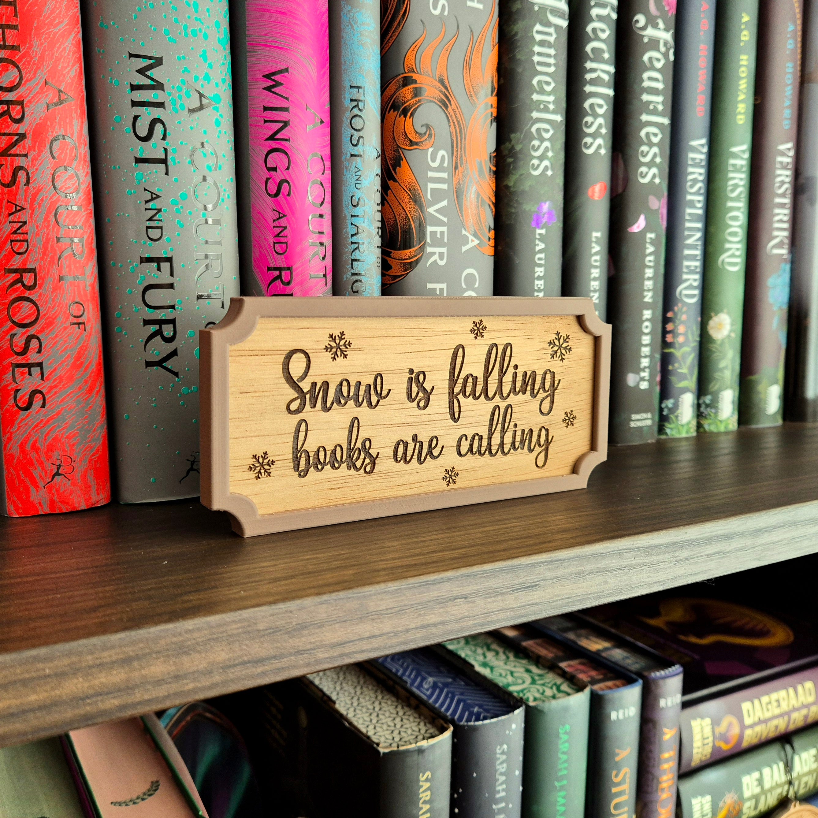 Wooden Peekout Sign - Snow is Falling