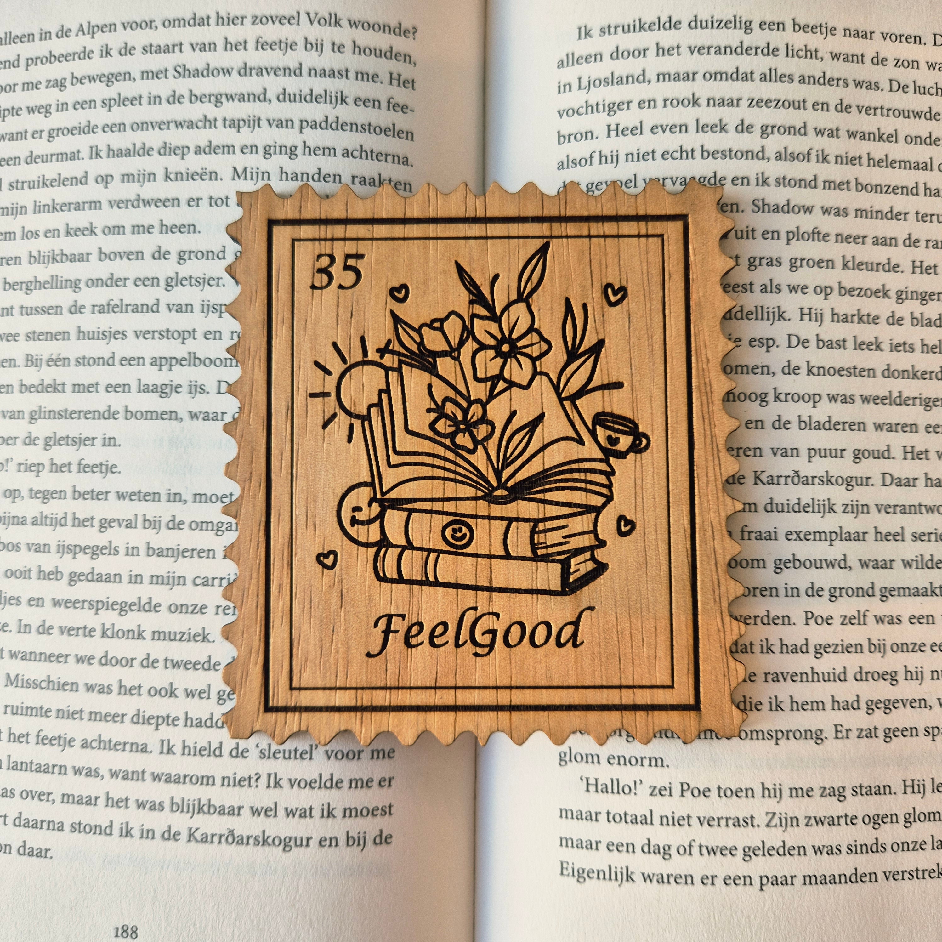 Bookish Postzegel Onderzetter - Feelgood