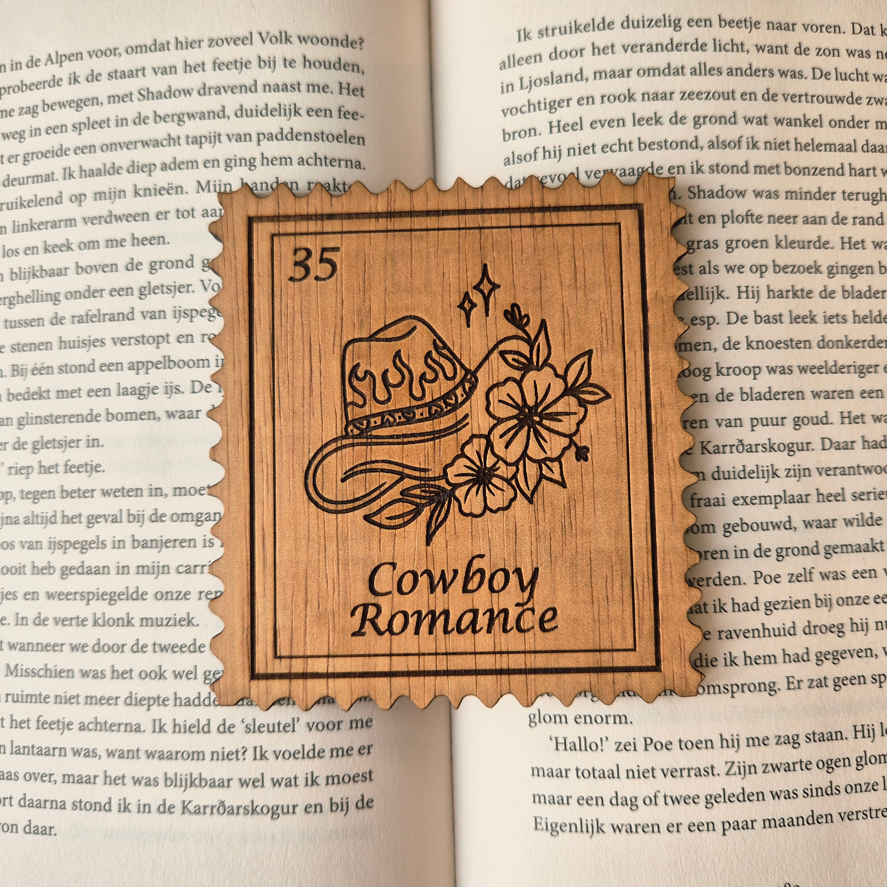 Bookish Postzegel Onderzetter - Cowboy Romance