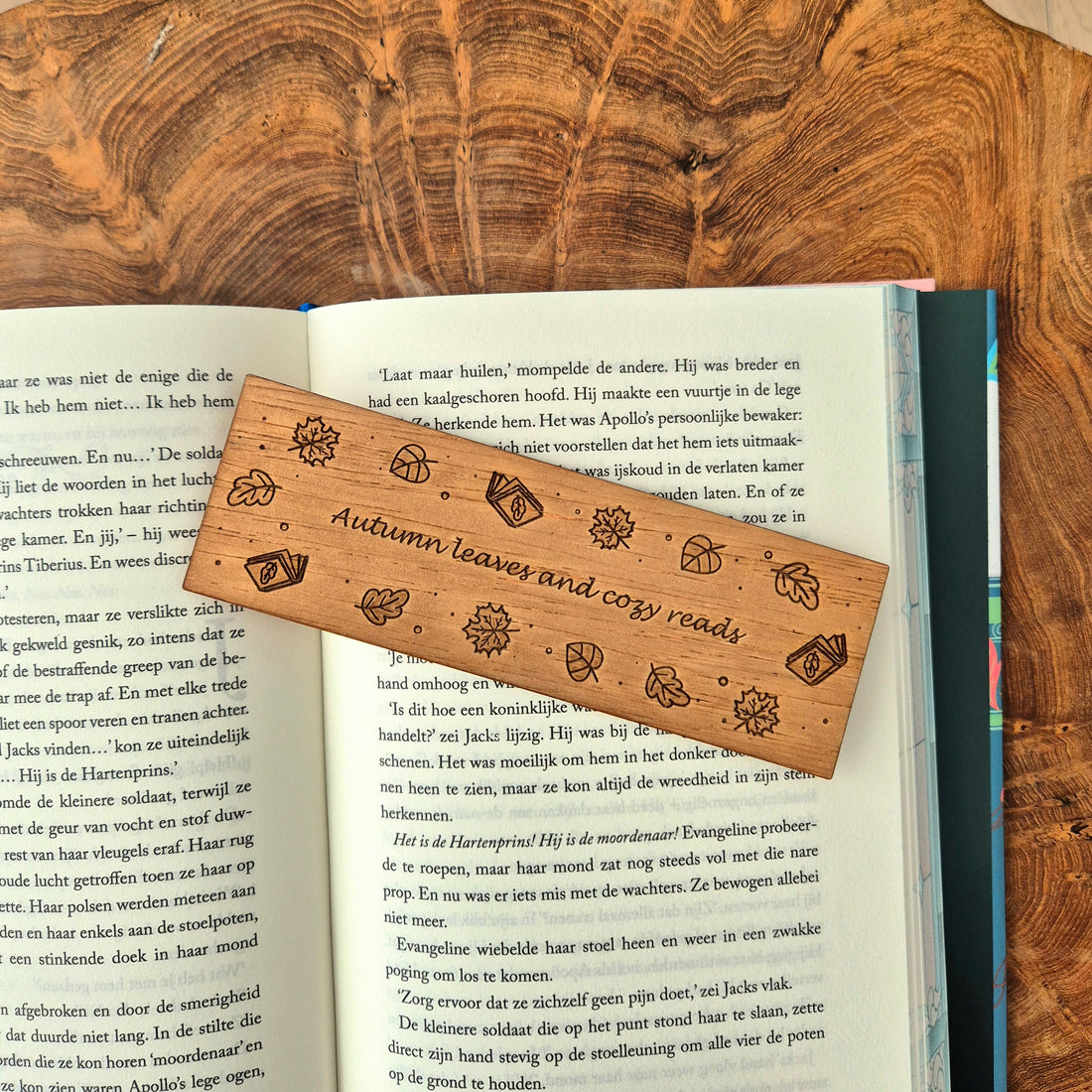 Wooden Bookmark - Autumn Leaves