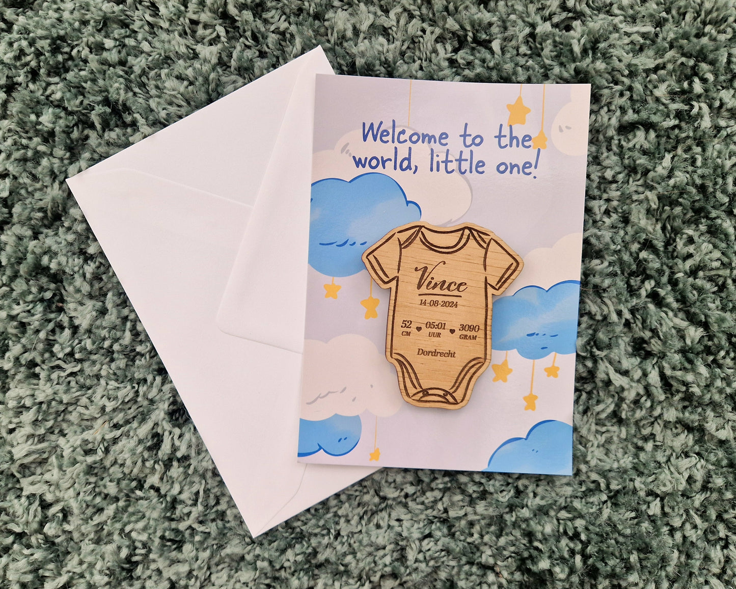 Newborn Gift - Baby Romper Magnet with Greeting Card