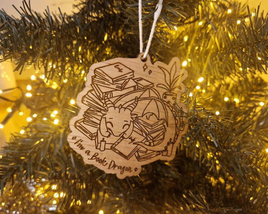 Bookish Ornament - "I'm a Book Dragon"