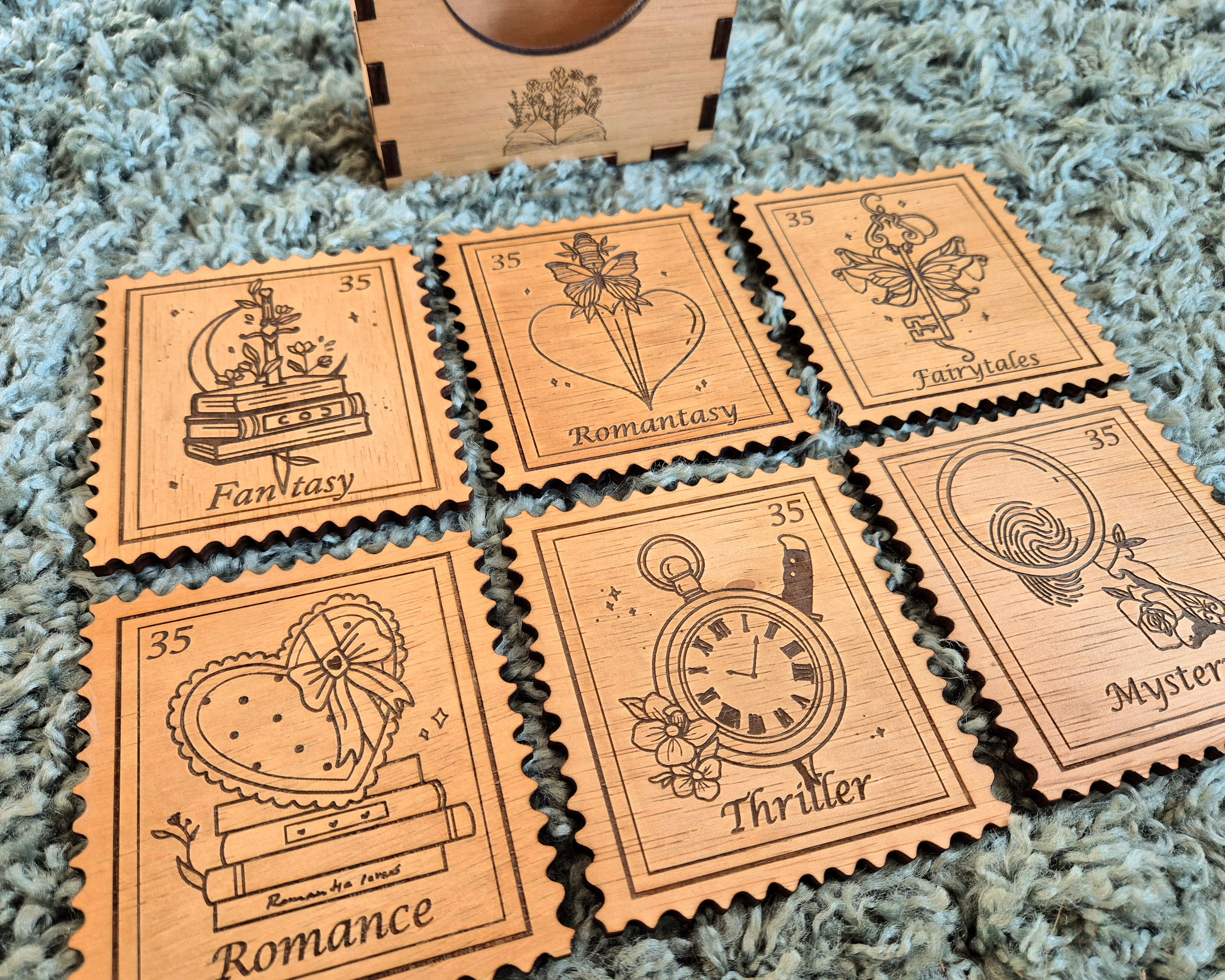 Bookish Stamp Coaster - Romance