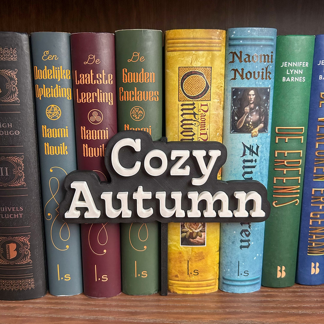 Bookshelf Peekout Sign - Cozy Autumn