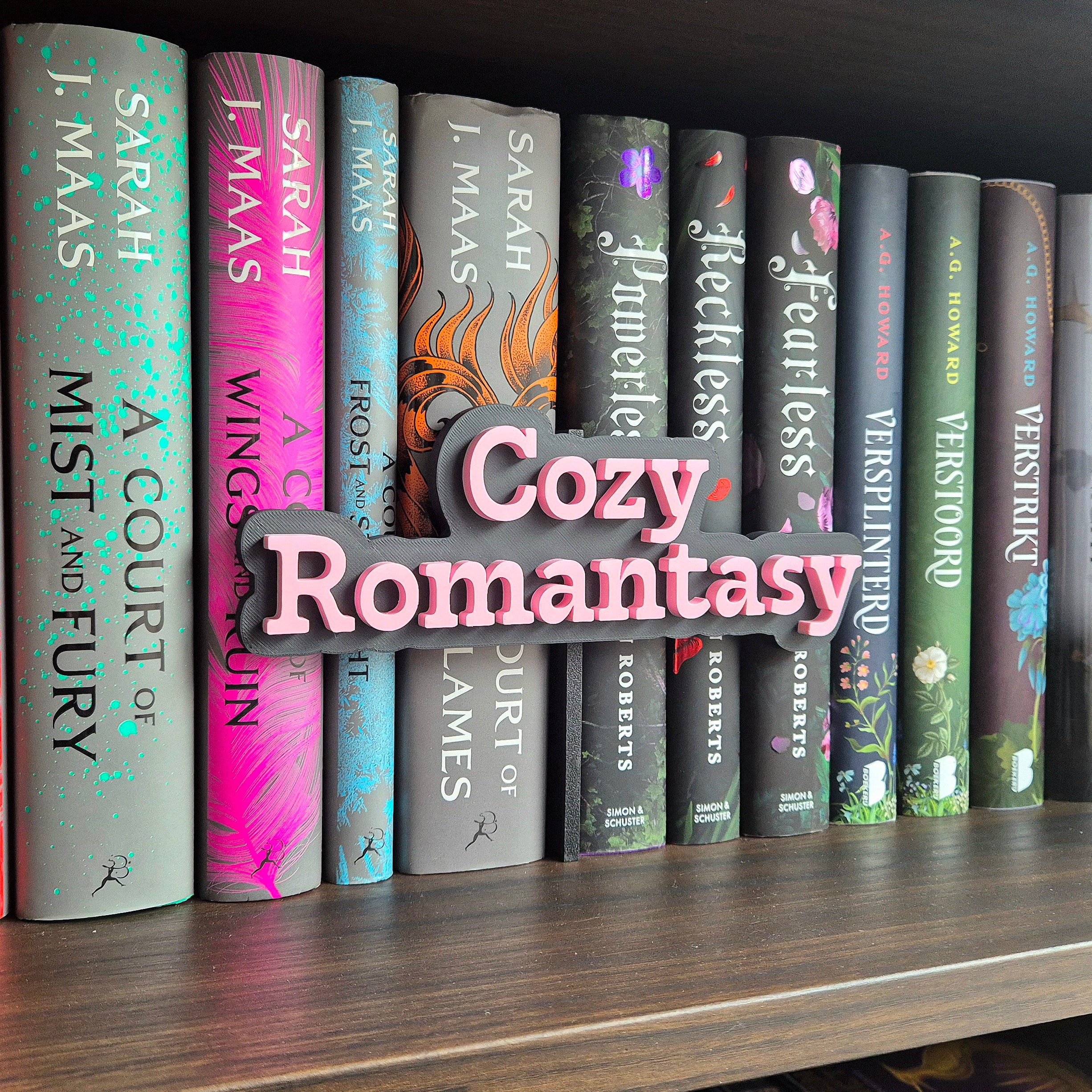 Bookshelf Peekout Sign - Cozy Romantasy