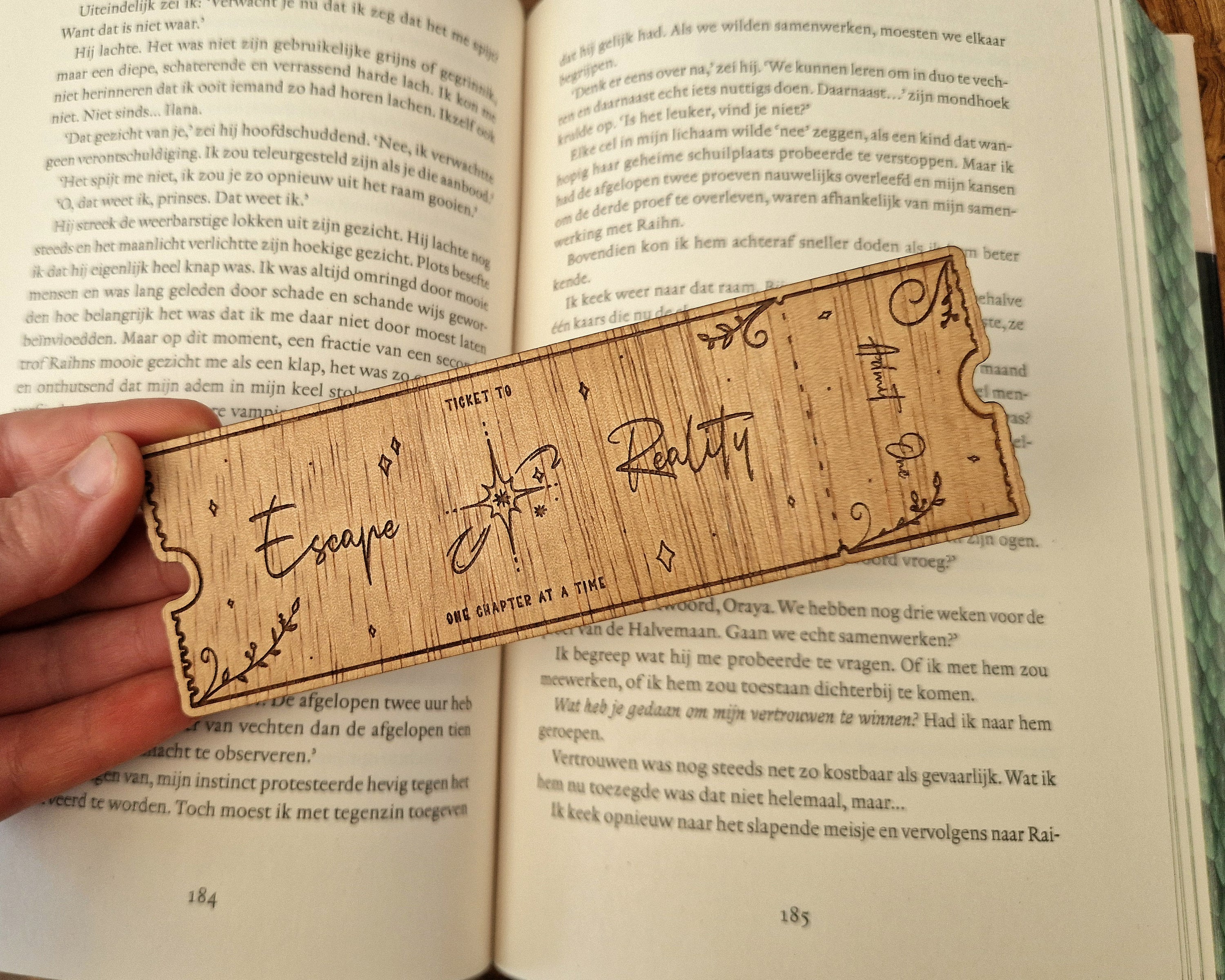 Wooden Bookmark - Escape reality