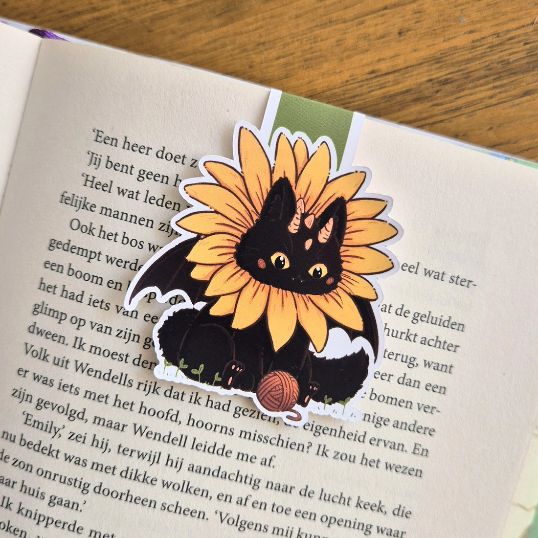 Magnetische Boekenlegger - Draakat Zonnebloem