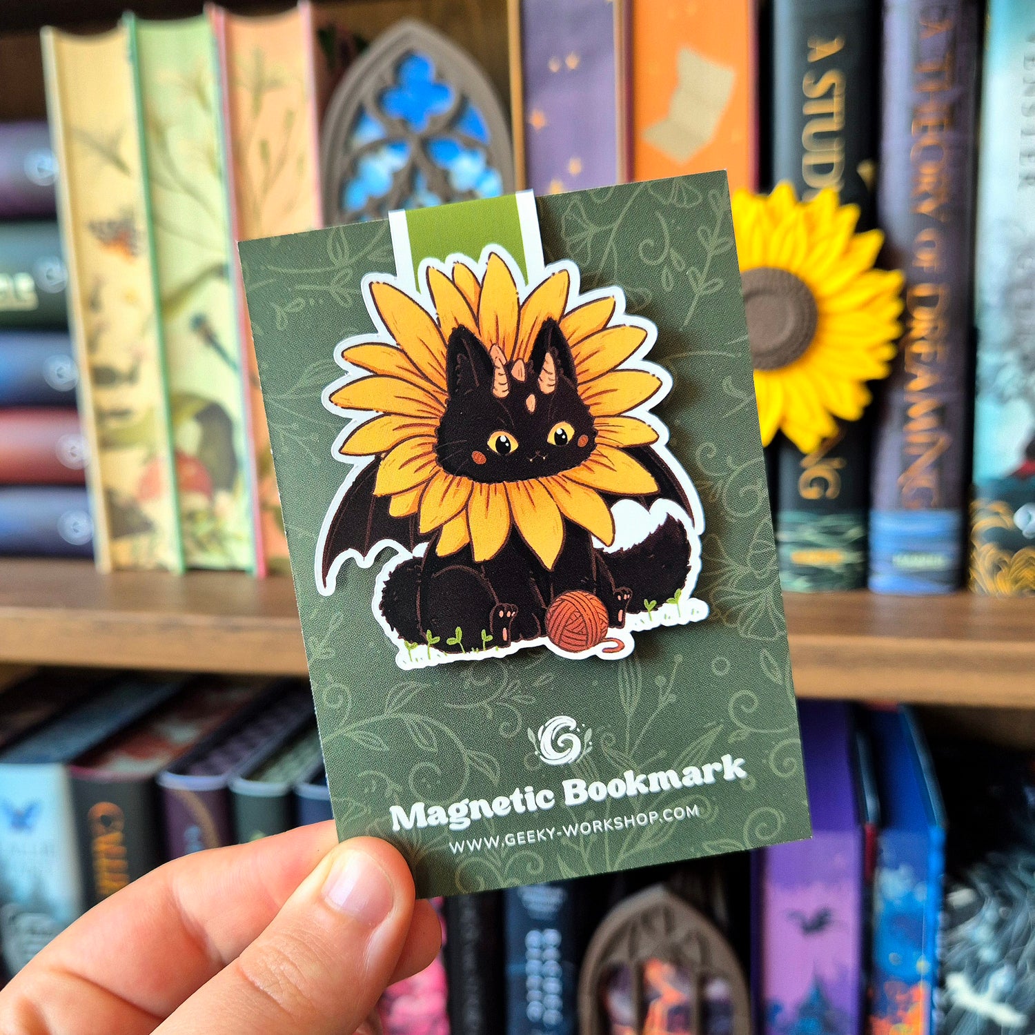 Magnetische Boekenlegger - Draakat Zonnebloem