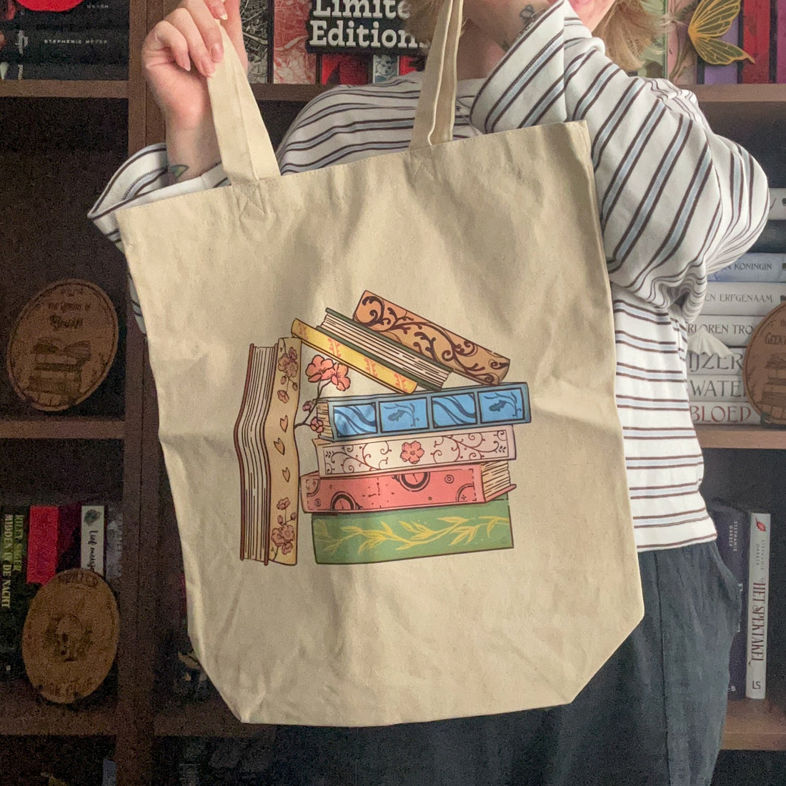 Tote bag - Floral Book Pile