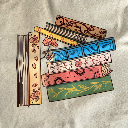 Tote bag - Floral Book Pile
