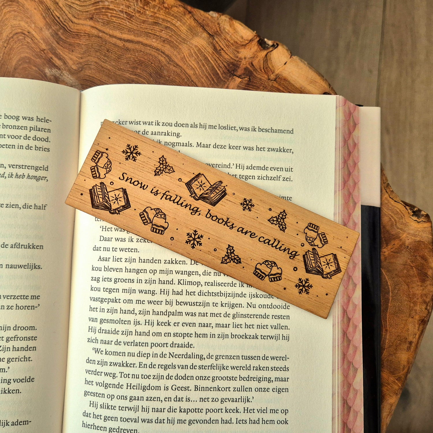 Wooden Bookmark - Snow is Falling