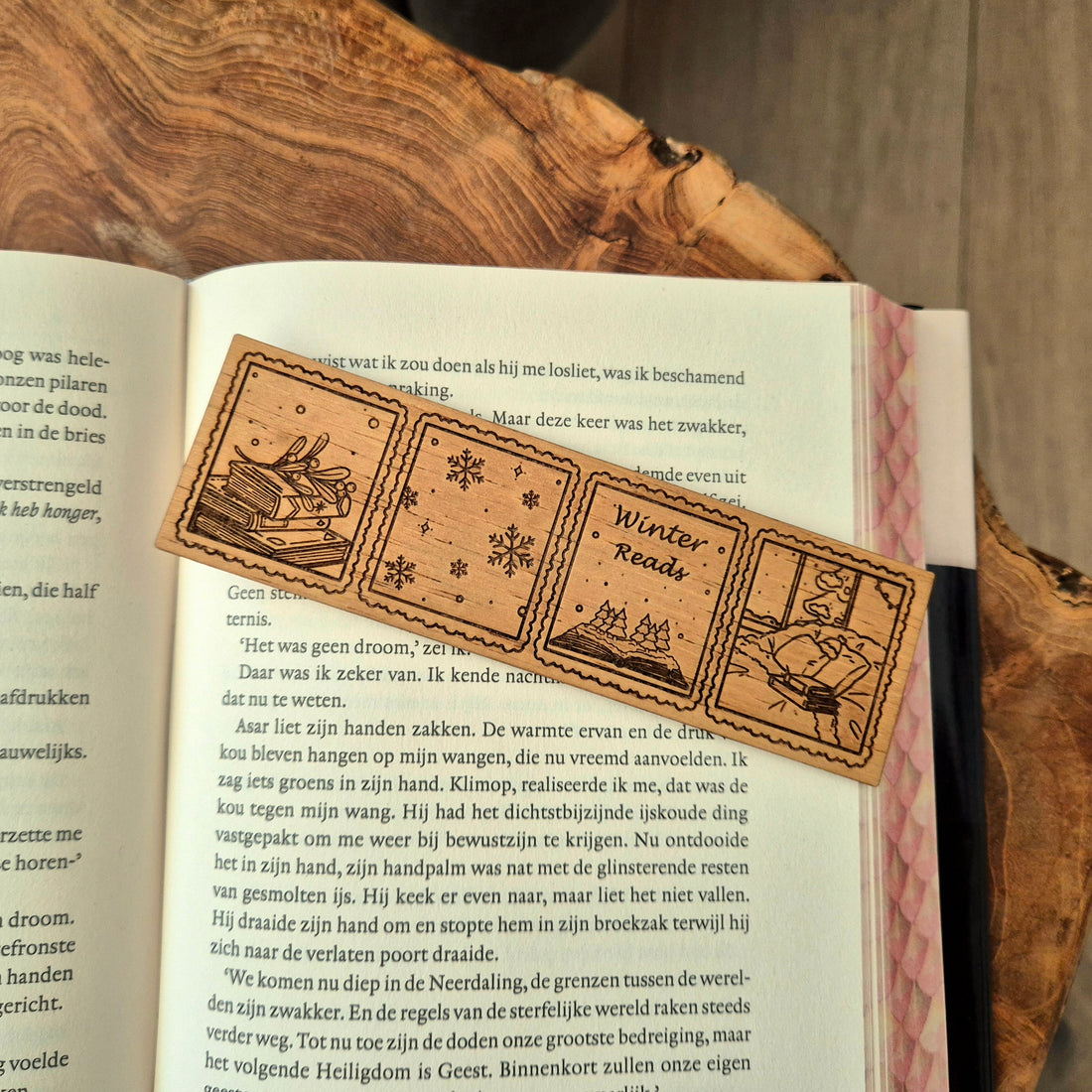 Wooden Bookmark - Winter Reads