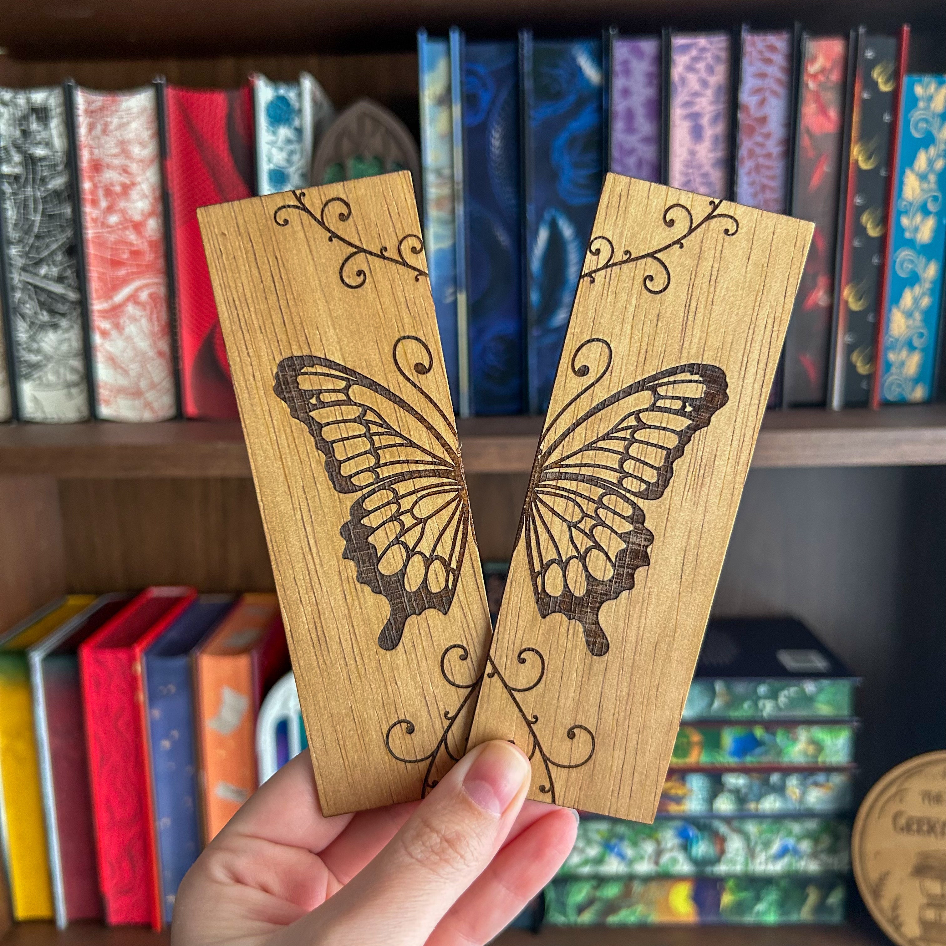 Houten Boekenleggers - Vlinder Set