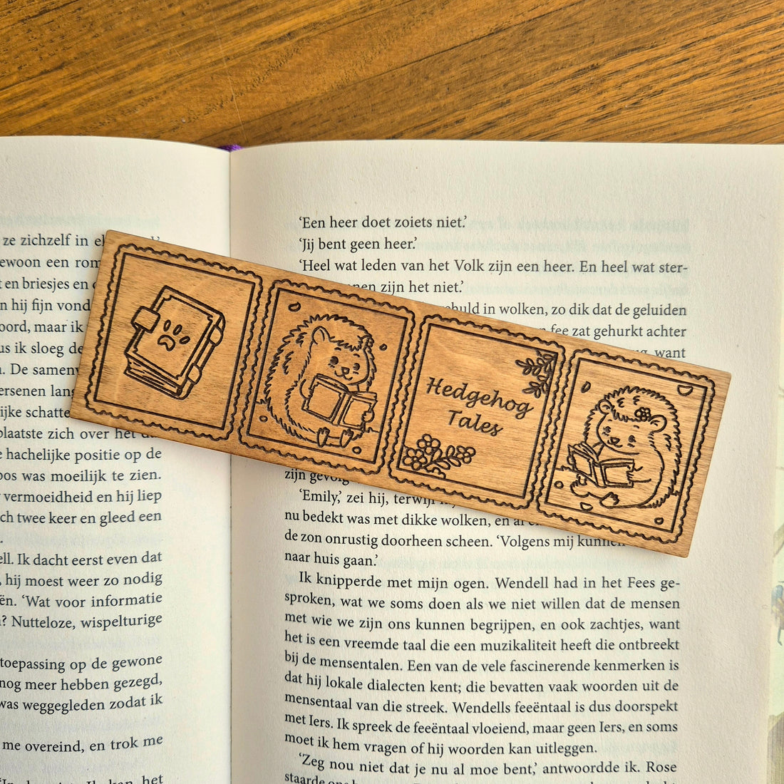Wooden Bookmark - Hedgehog Tales