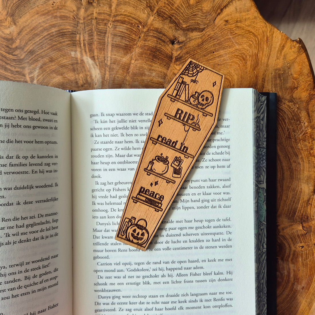 Wooden Bookmark - Read in Peace