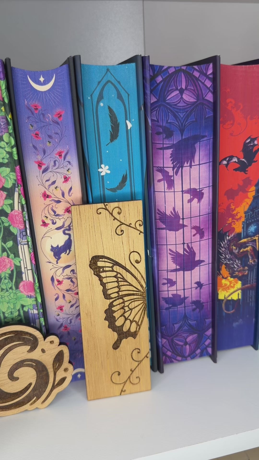 Houten Boekenleggers - Vlinder Set