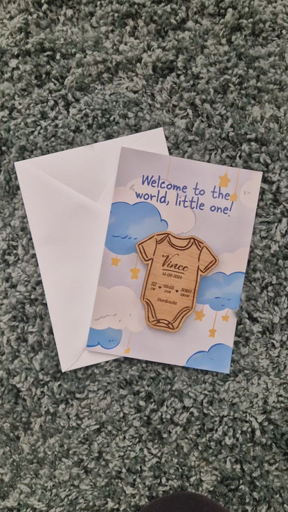 Newborn Gift - Baby Romper Magnet with Greeting Card