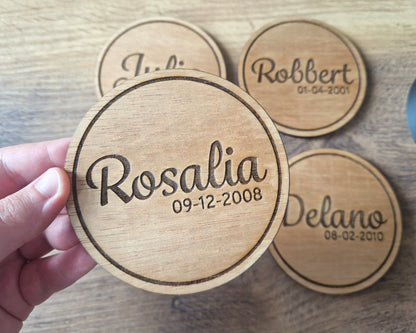 Personalizable Coasters Set - Names & Birthdays