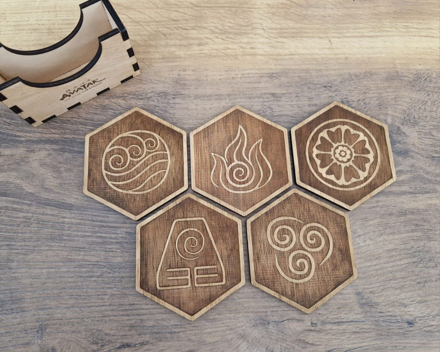 ATLA Inspired Coasters set of 5 - Avatar Fan Gift - Home Decor - Present - Housewarming Gift - Avatar the last Airbender, White Lotus