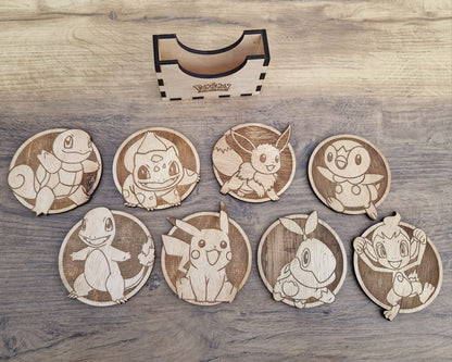 Choose Any Pokemon Coasters set! Pokemon Fan Gift - Home Decor - Present - Favorite Pokemon Coasters - Pokemon gift