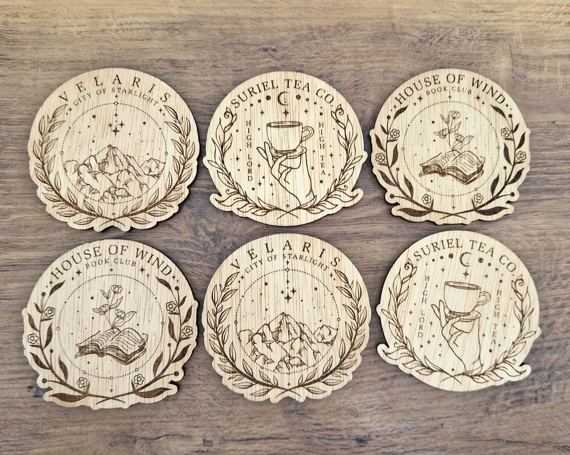 ACOTAR Inspired Coasters set of 6 - Book Fan Gift - Home Decor - Present - A court of Thorns and Roses book series