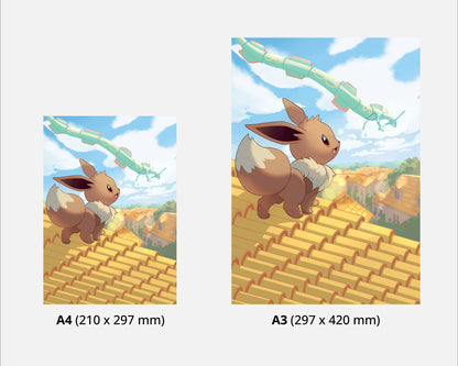 Poster of Eevee - Pokemon Art - Eevee Print - Wall Art - Pokemon Card Art Work - Pokemon Poster - Decor