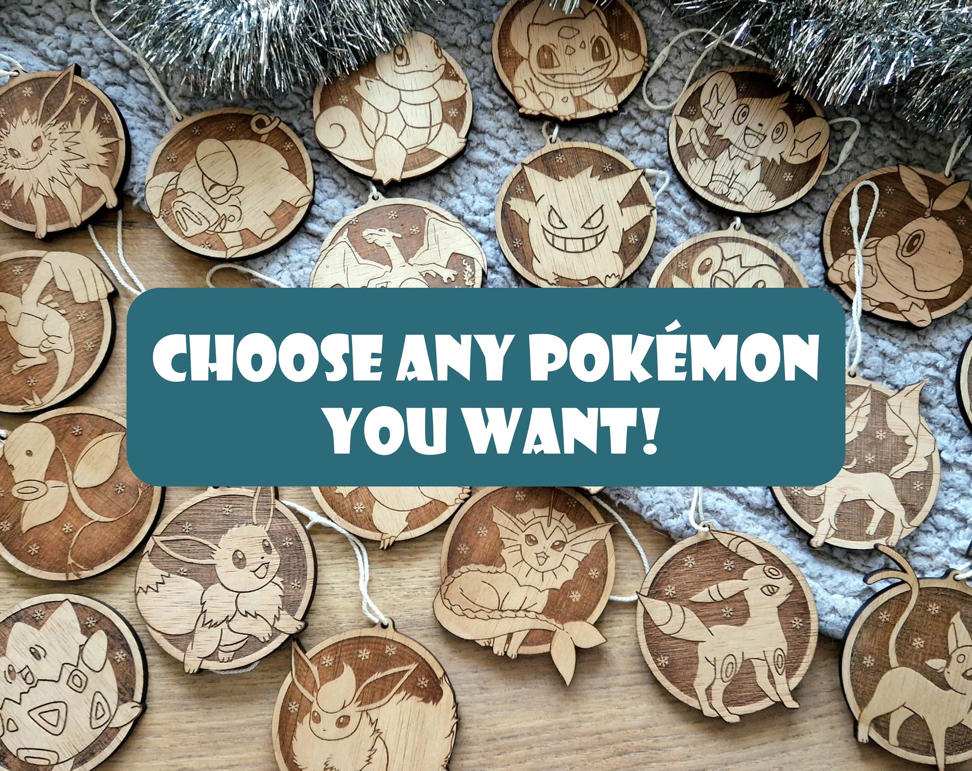 Choose Any Pokemon Christmas Ornaments set of 6! Pokemon Fan Gift - Home Decor - Present - Favorite Pokemon Coasters - Holidays Pokemon gift